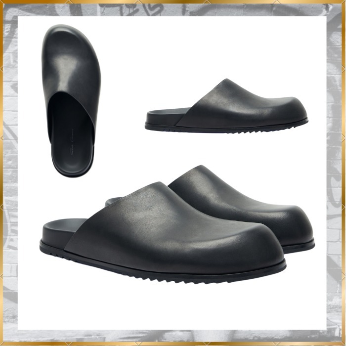 関税込◆個性が光る◆【RICK OWENS】レザー ミュール ブラック
