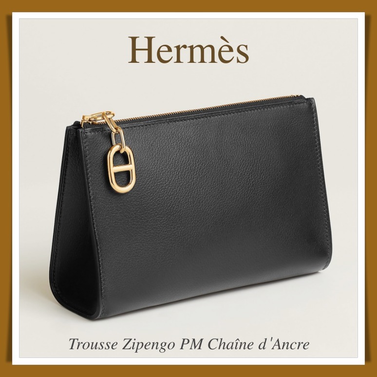 【HERMES】ブラックカラー ☆ Zipengo PM Chaine d’Ancreポーチ