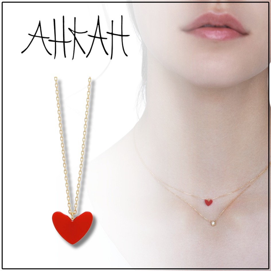 すぐ届く【AHKAH】18Kイエローゴールド/樹脂加工石 ネックレス