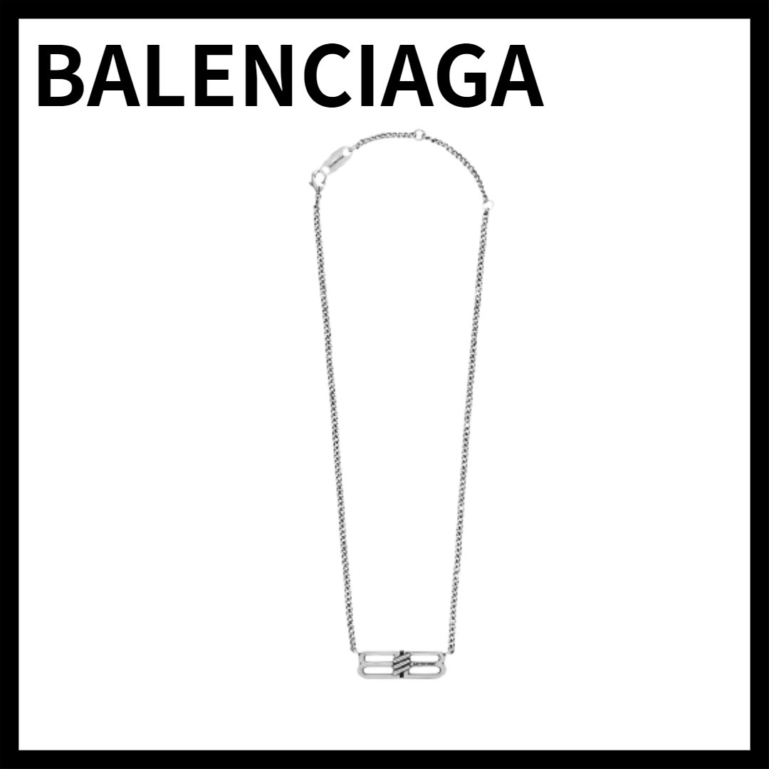 BALENCIAGA エイジングシルバーカラー BB アイコン ネックレス