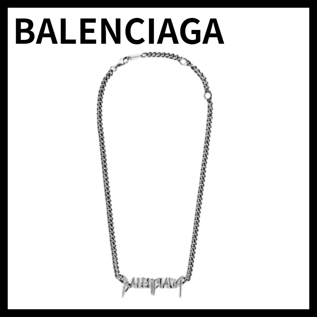 BALENCIAGA エイジド シルバーカラー Typo メタル ネックレス