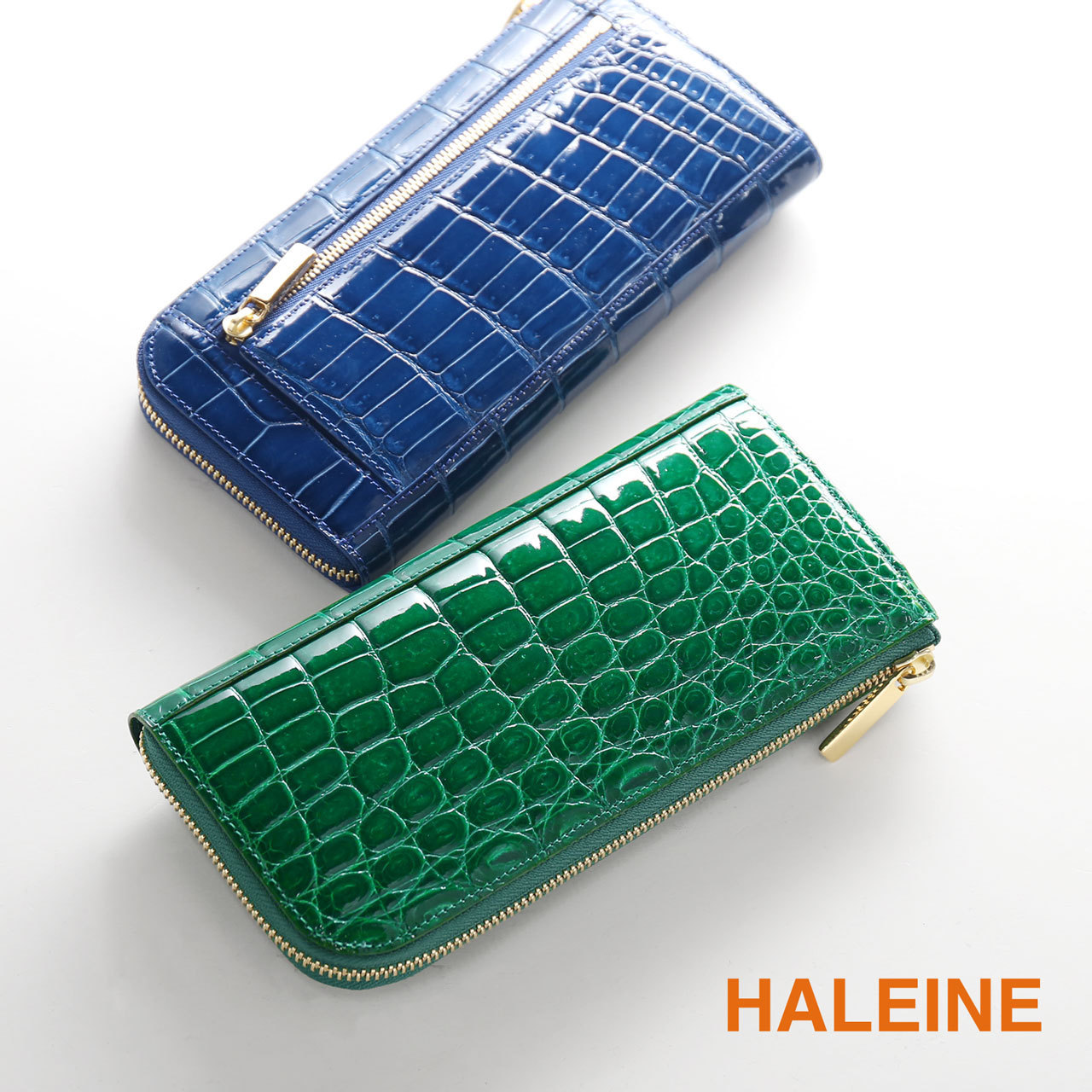 HALEINE クロコダイル 長財布 日本製 L字ファスナー JRA