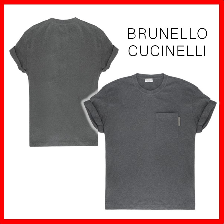 ★【BRUNELLO CUCINELLI】★turnup sleeve pocket Tshirt GREY★