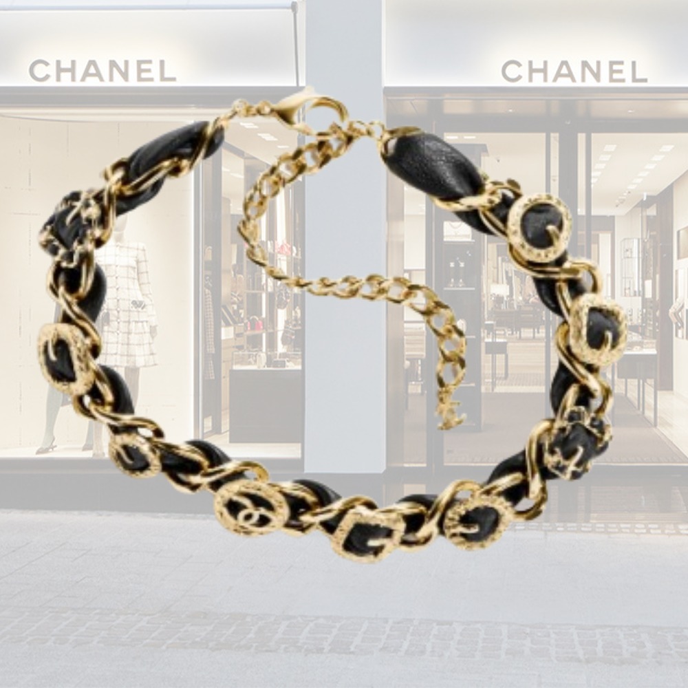【CHANEL】 チョーカー メタル、カーフスキン