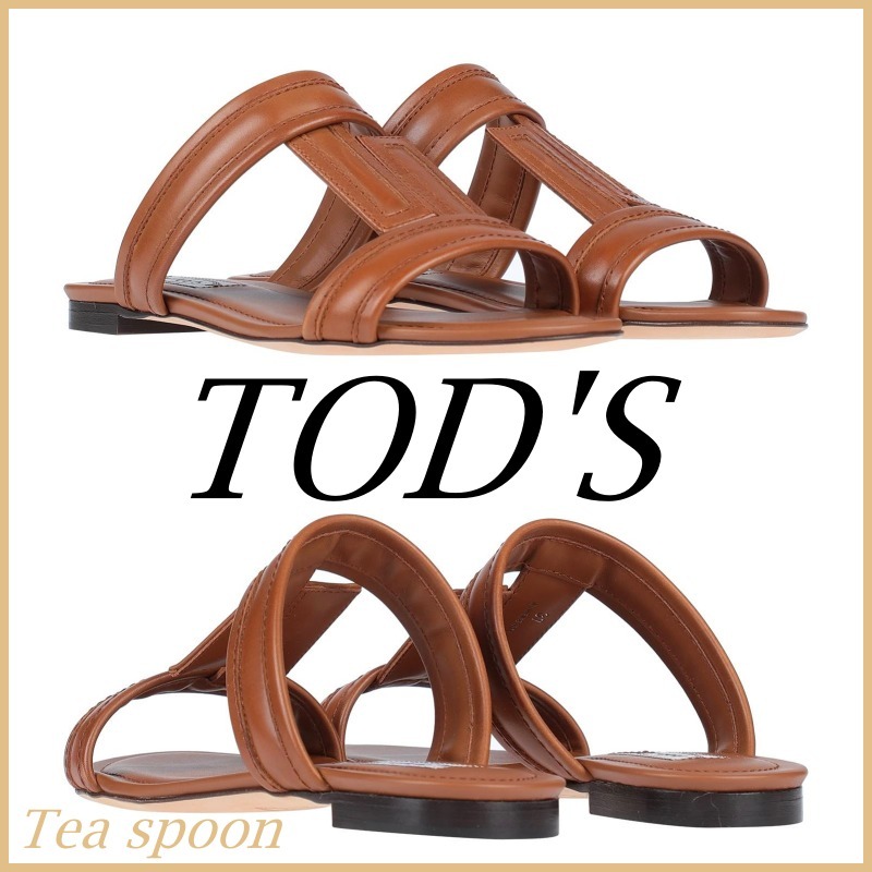 TOD'S◆レザーライニング フラットサンダル ブラウン 送料込