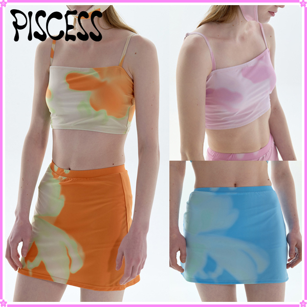 【PISCESS】Flower Tube Top Skirt Set〜水着/タンキニ★韓国発