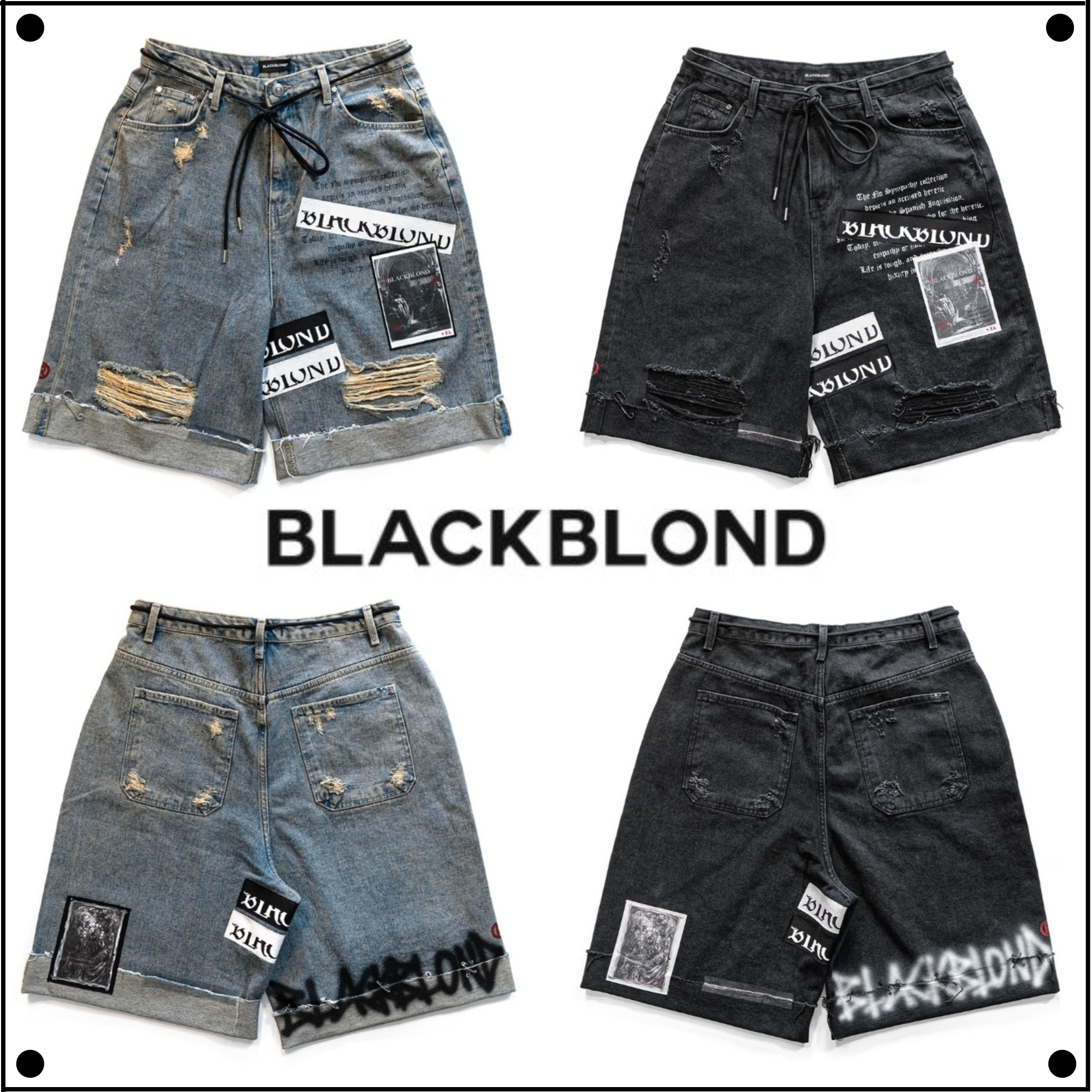 BLACKBLONDのBBD Chaos Patch Fold Up Denim Shorts 全2色