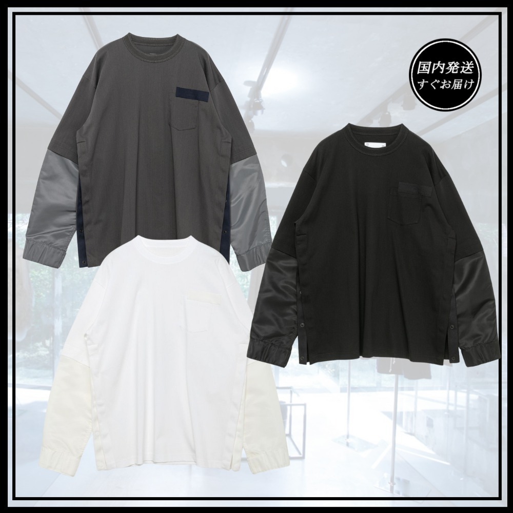 ◆sacai◆NylonTwill x CottonJersey L/S T-Shirt《すぐお届け》