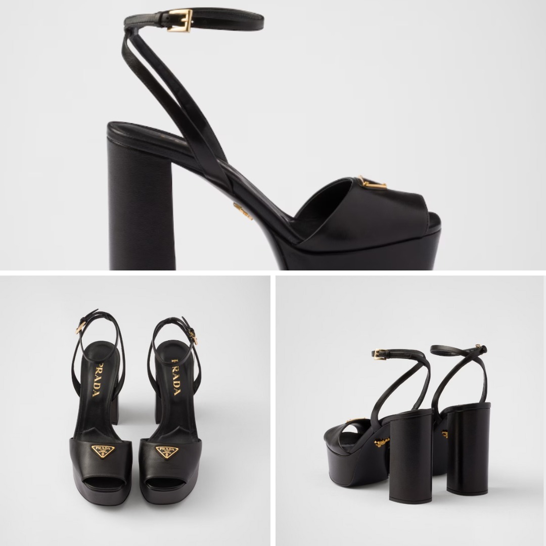 《送料無料》 PRADA Nappa leather platform sandals
