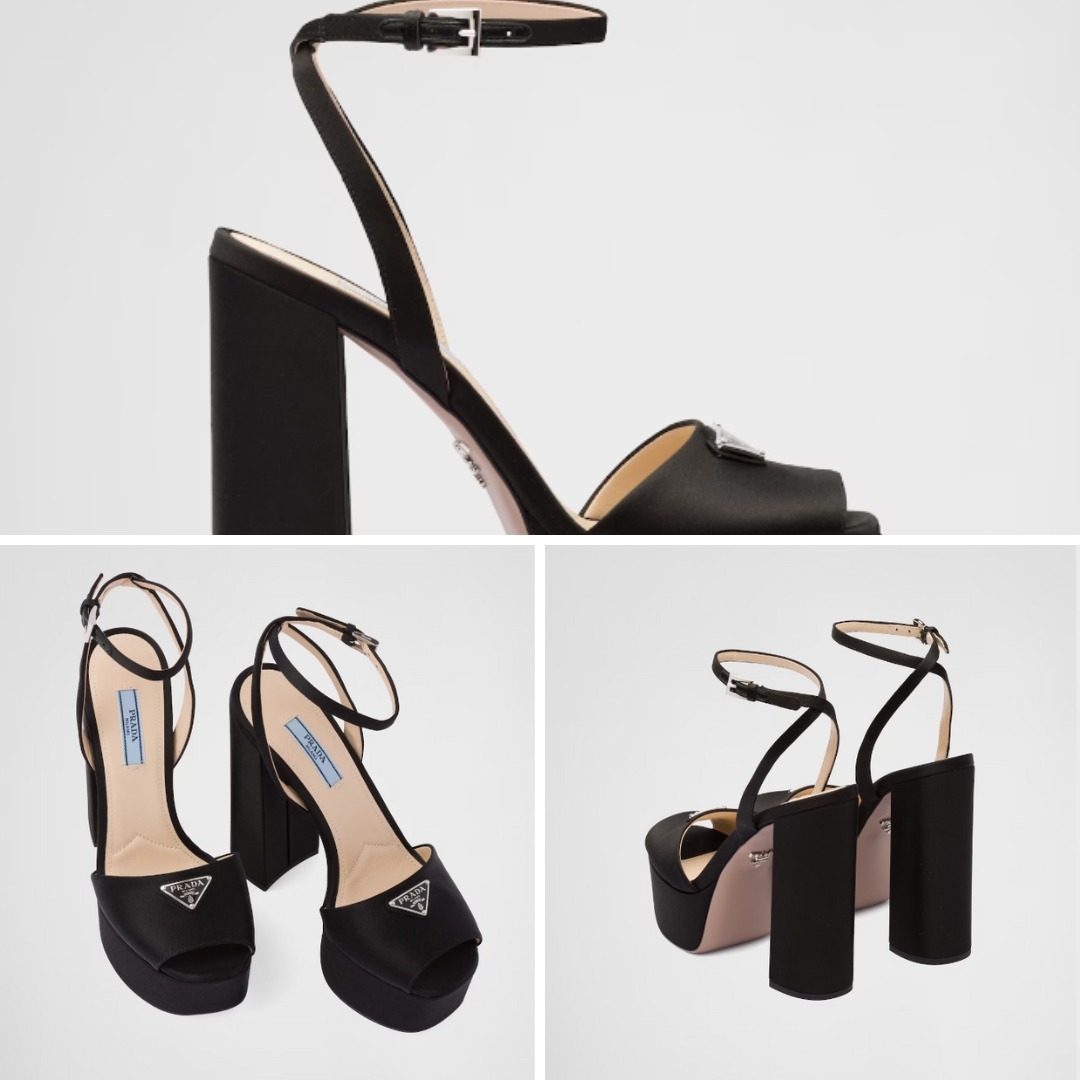 《送料無料》 PRADA High-heeled satin sandals