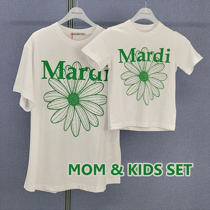 ●Mardi Mercredi●TSHIRT FLOWER MOM & KIDS SET_WHITE GREEN