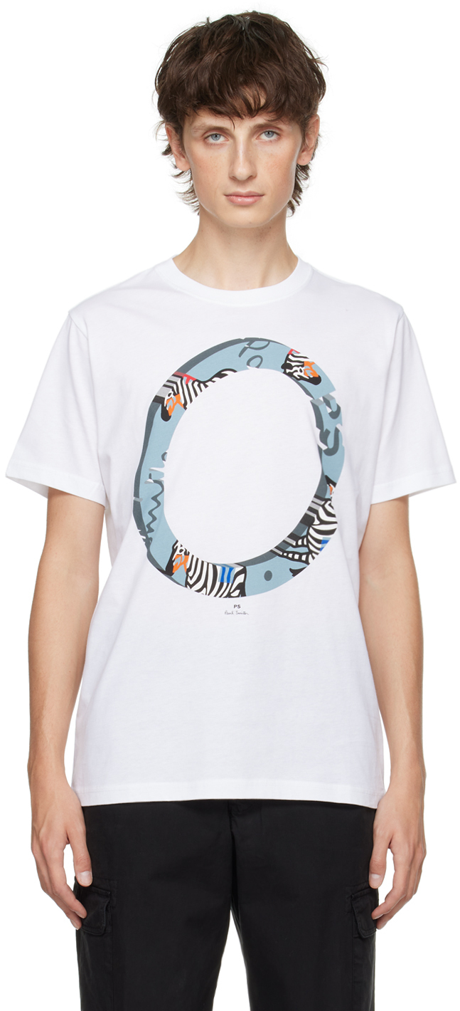 【関税込み】PS by Paul Smith ホワイト Zebra Ring Tシャツ