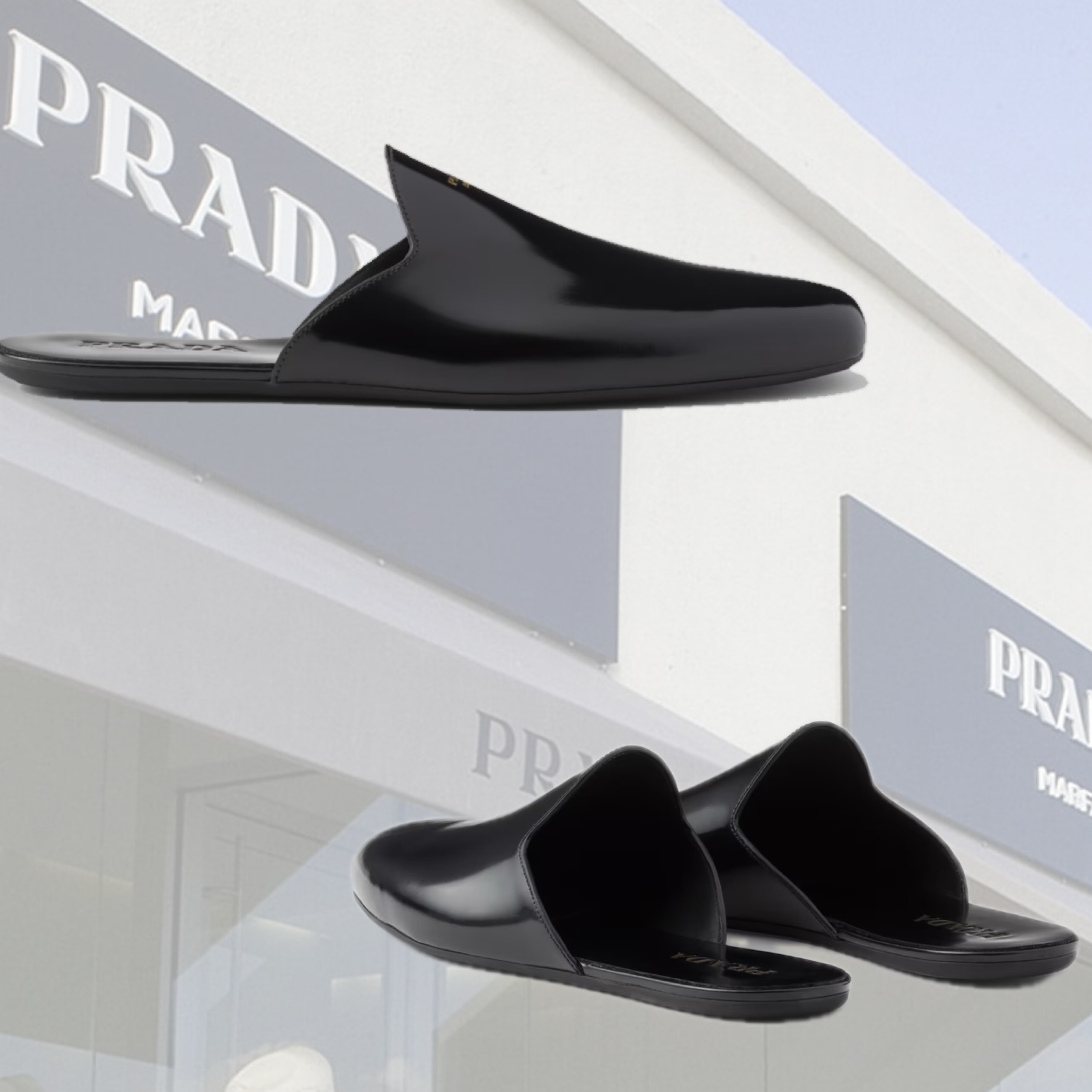 【PRADA】ブラッシュドレザースリッパ