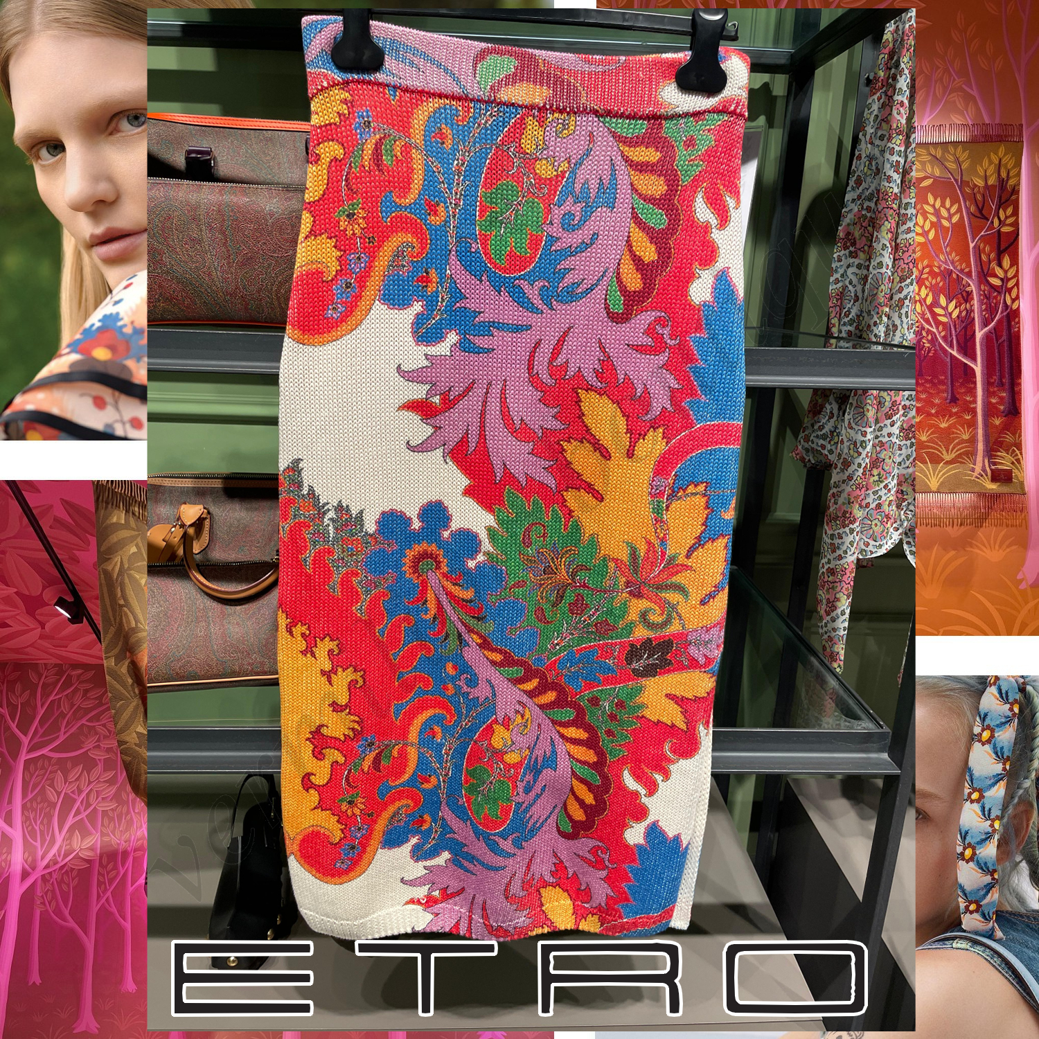 ETRO ペイズリー ニット スカート マルチカラー
