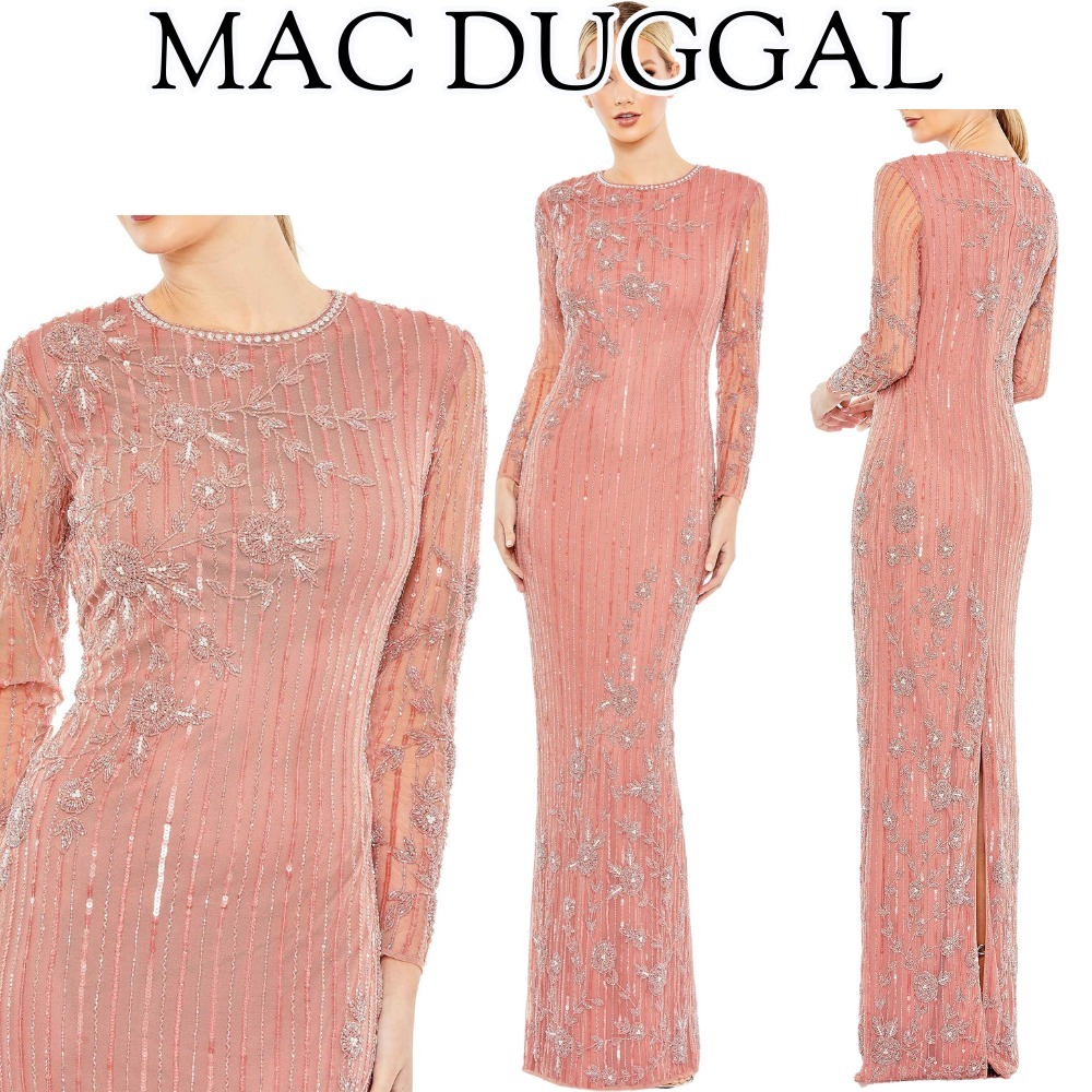 【Mac Duggal】Rose☆装飾 イリュージョン ロングドレス