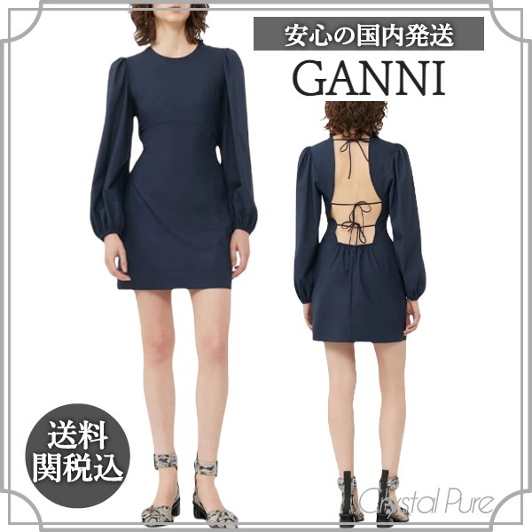 【GANNI】オープンバック ミニワンピース【送料関税込】