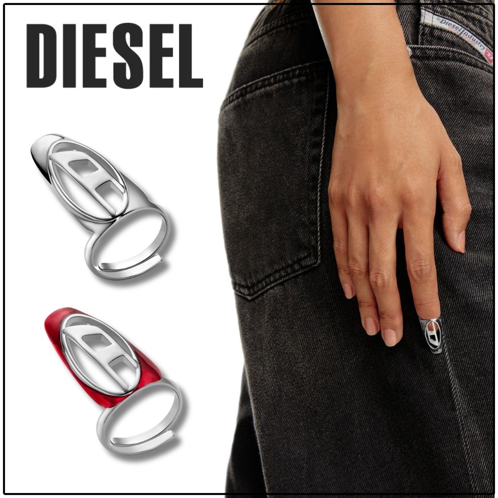 国内直営【DIESEL】Silver-tone brass nail ring