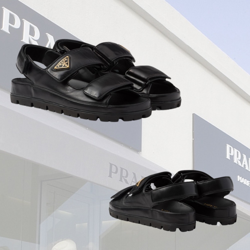 【PRADA】フラットナッパレザーサンダル