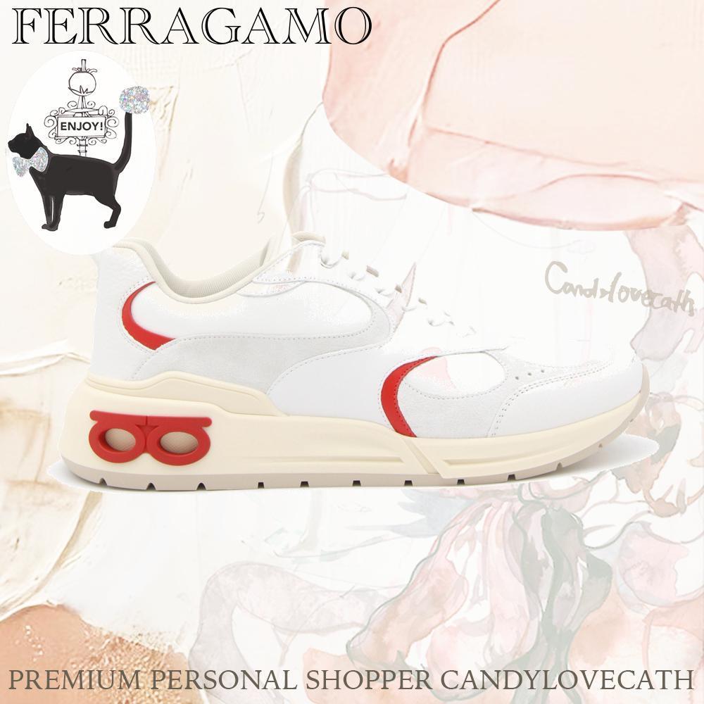 スニーカー FERRAGAMO WHITE AND RED LEATHER SNEAKERS