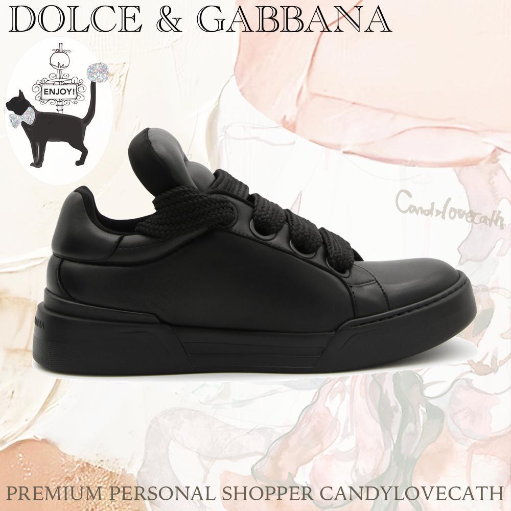 スニーカー DOLCE & GABBANA BLACK LEATHER MEGA SKATE SNEAKERS