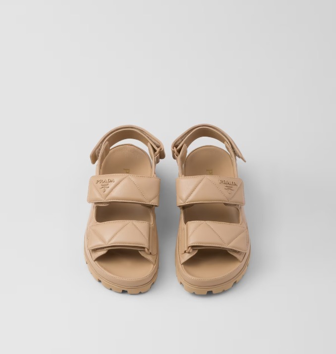 《送料無料》 PRADA Padded nappa leather sandals