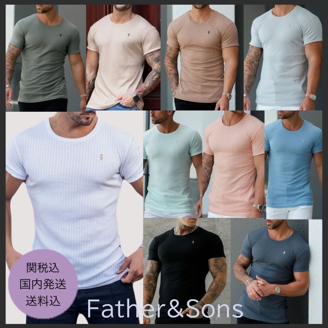 【Father&Sons】リブニット スーパースリム クルー半袖Tシャツ
