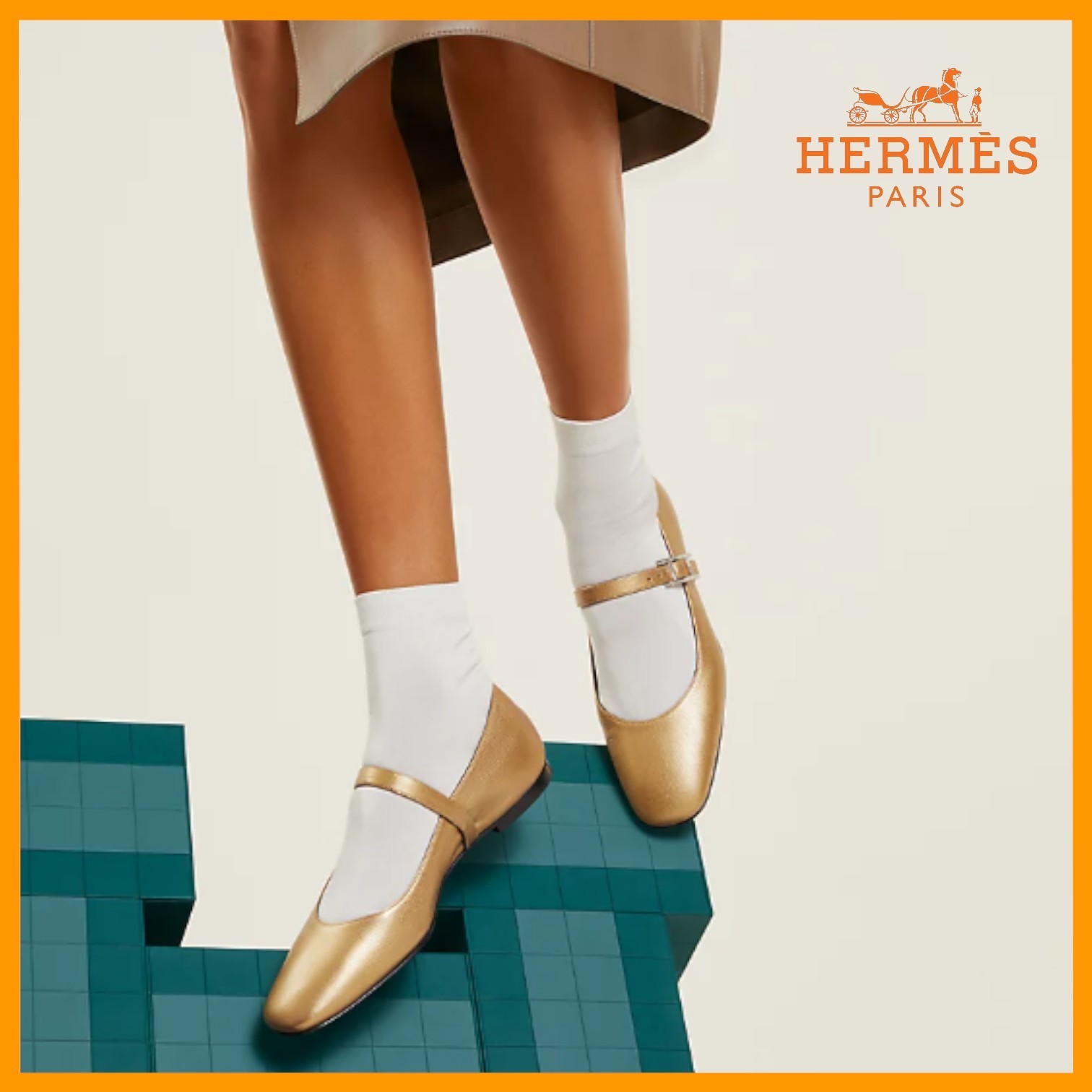 国内発送【上品でエレガント】HERMES バレエシューズ ジェーン