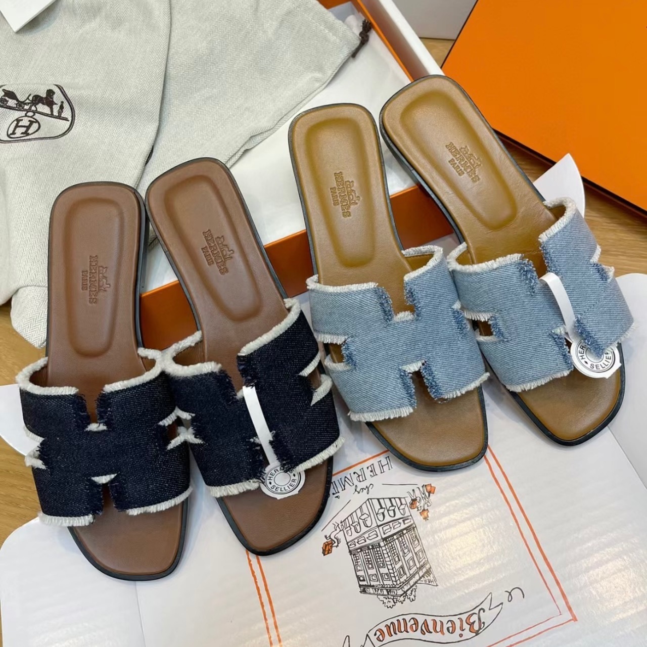 日常ワンランクアップ♪【HERMES】サンダル 《オラン》デニム