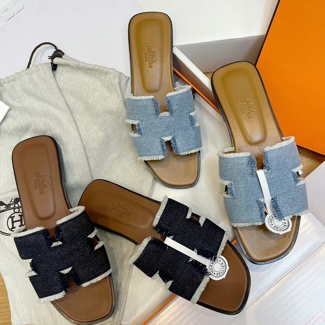 日常ワンランクアップ♪【HERMES】サンダル 《オラン》デニム