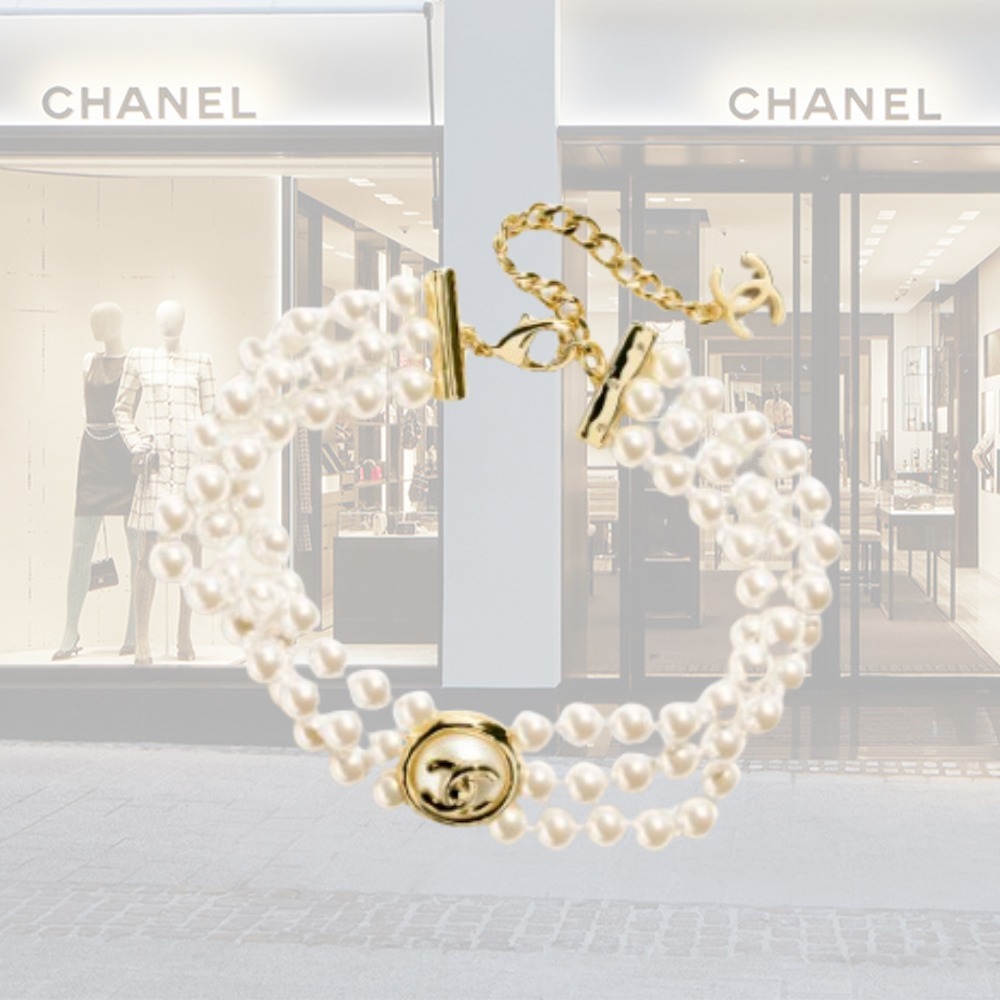 CHANEL シャネル チョーカー メタル ガラスパール＆レジン