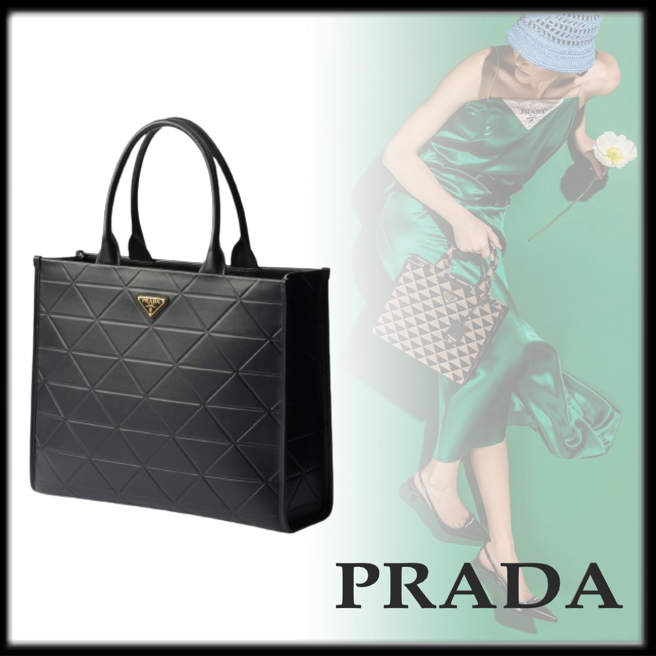 PRADA 上品 Symbole ラージレザーバッグ