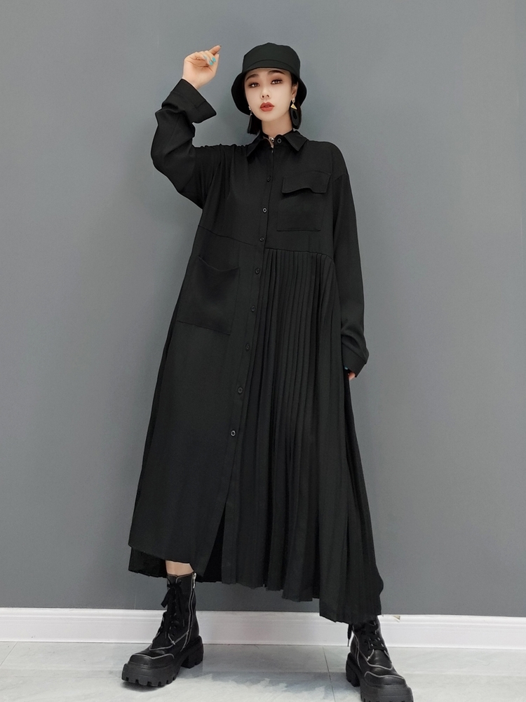 カジュアル 長袖 シャツワンピース オーバーサイズ トレンド