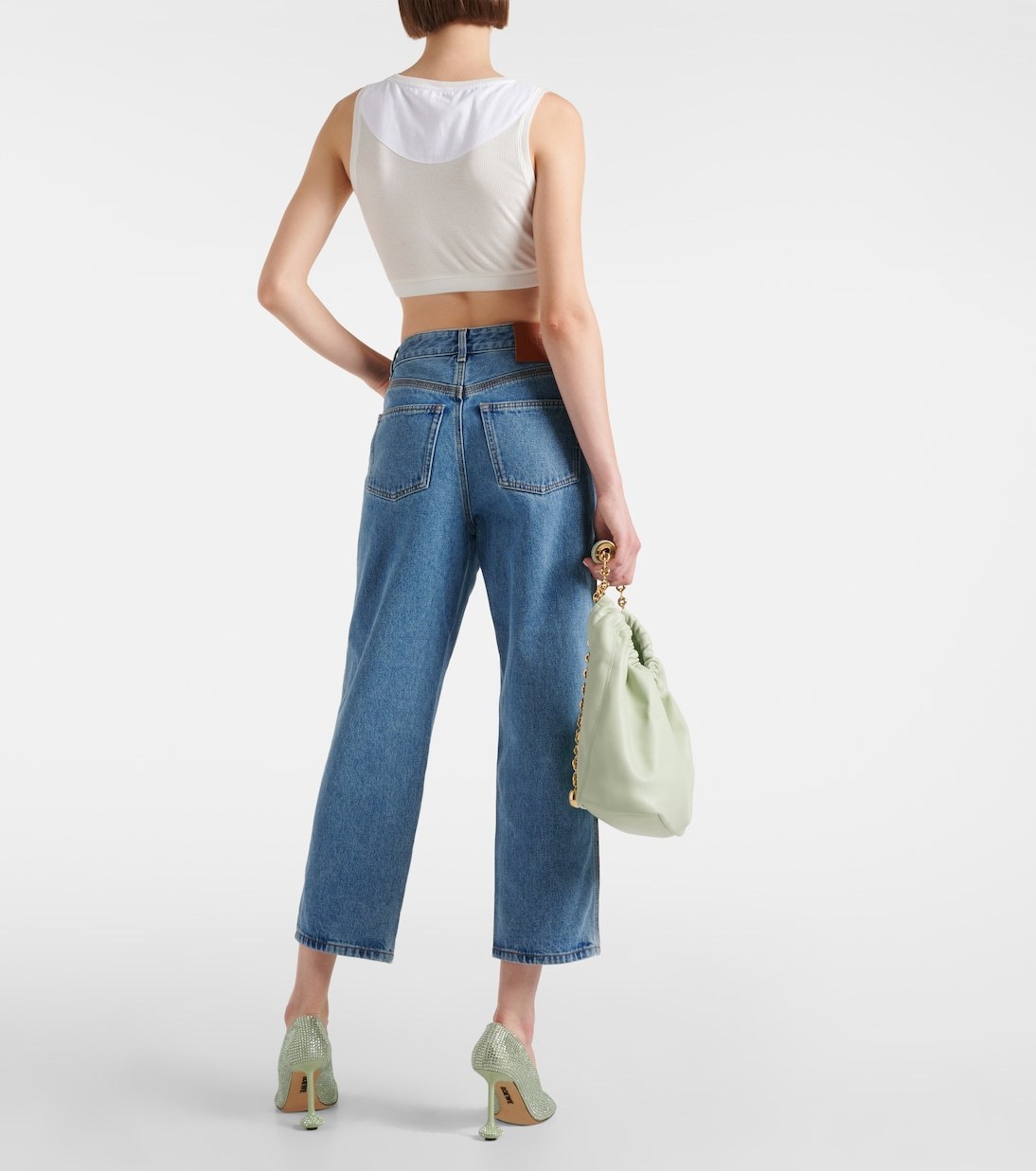 《上品で可愛い》【LOEWE】アナグラムクロップドジーンズ