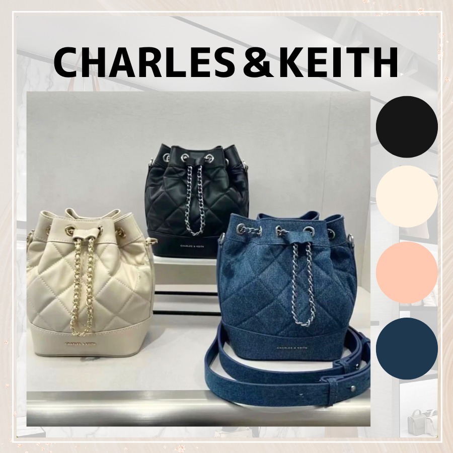 追跡有★Charles＆Keith 2WAY キルティング バケット リュック