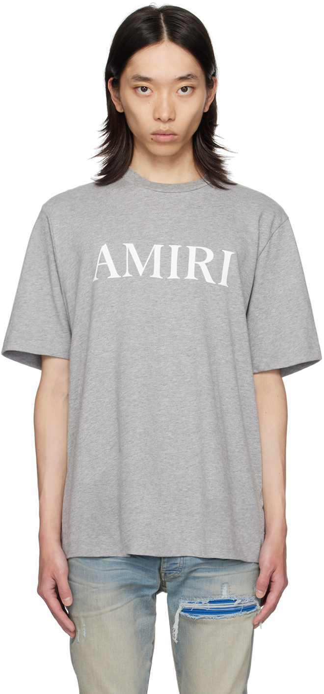 【関税込み】AMIRI グレー Core ロゴプリント Tシャツ