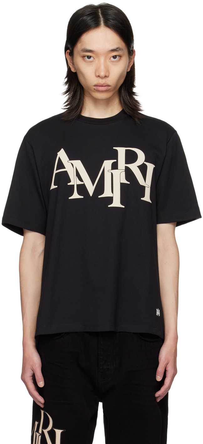 【関税込み】AMIRI ブラック Amiri Staggered Tシャツ