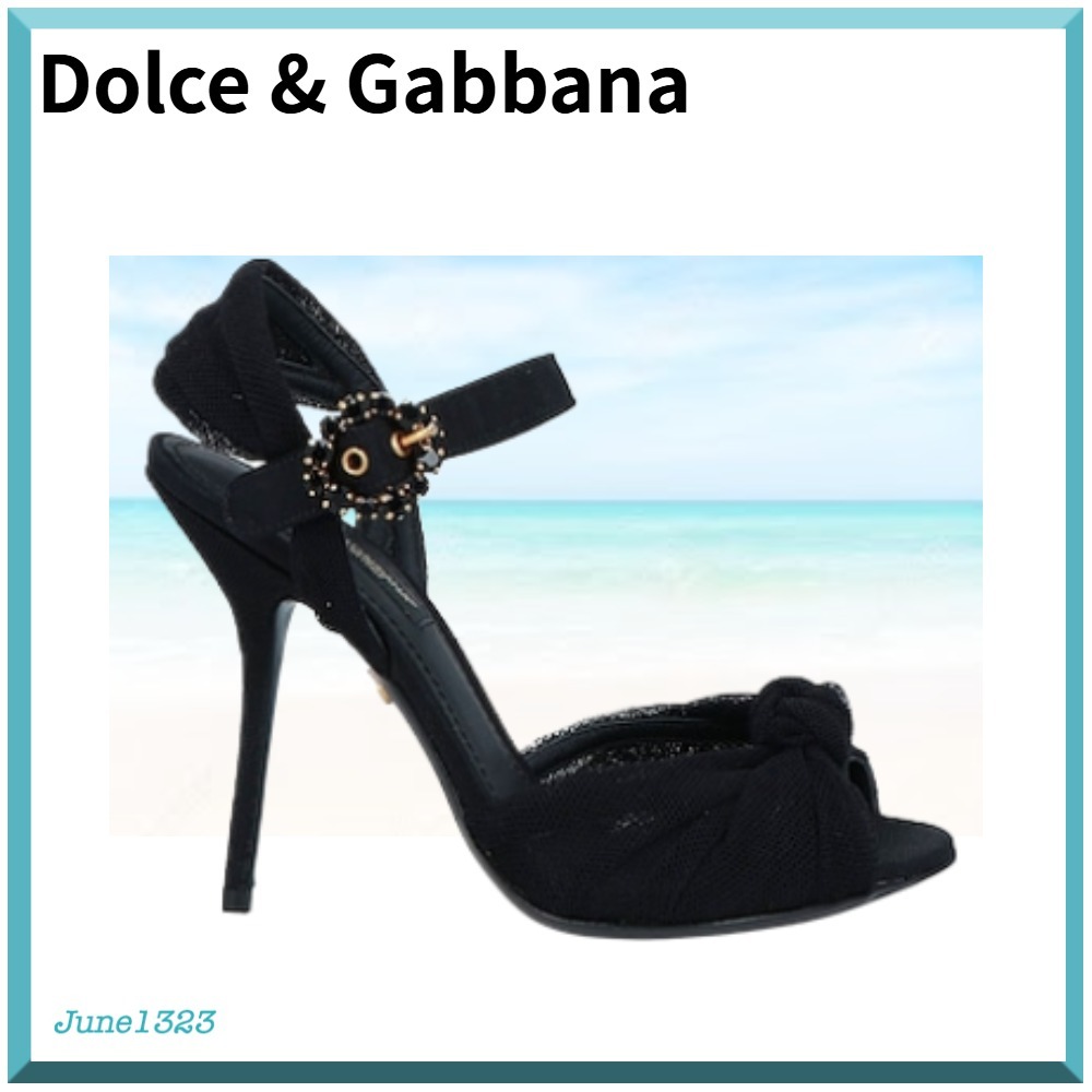 国内配送【DOLCE&GABBANA】ブラック レザー サンダル