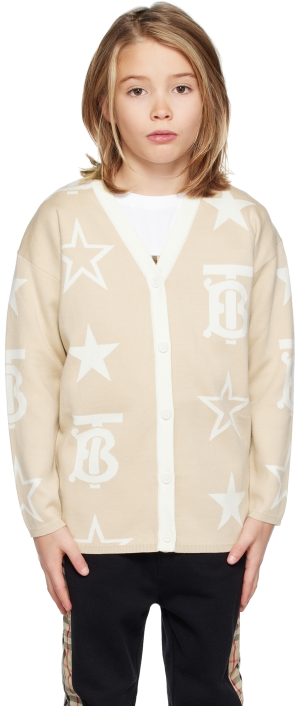 【関税込み】Burberry キッズ｜ベージュ TB Star カーディガン