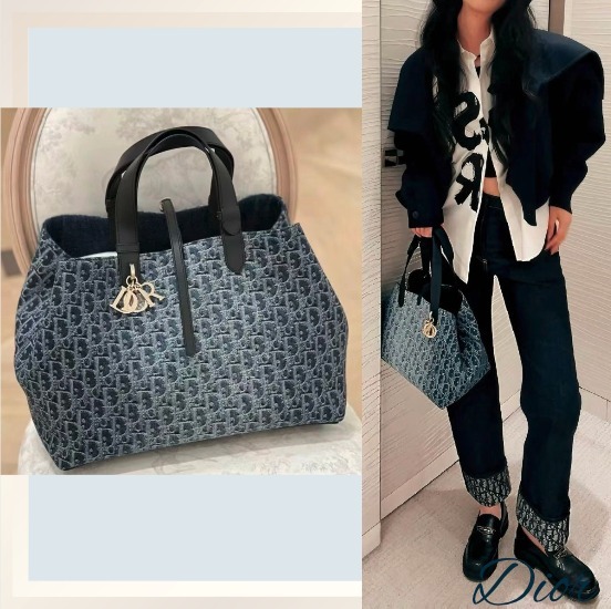 Dior☆Toujoursバッグミディアムデニム オブリーク ジャカード