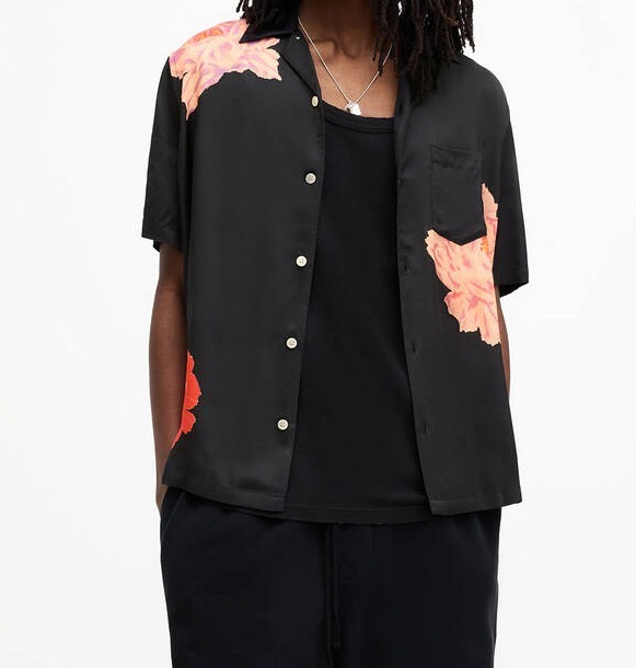 “ALLSAINTS” フローラルプリントビスコースシャツ Black