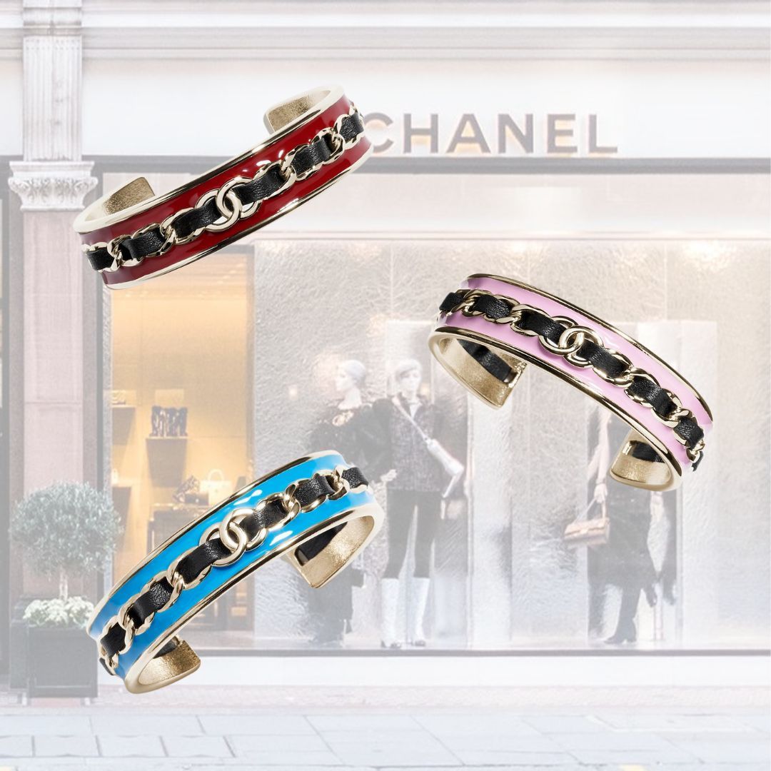 【CHANEL】バングル CCロゴ レザー チェーン ジャケットに合う