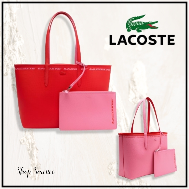 関税込☆【LACOSTE】アンナ リバーシブル トートバッグ ポーチ付