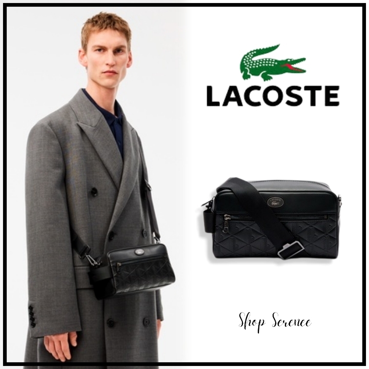 関税込☆【LACOSTE】レザーモノグラムプリントショルダーポーチ