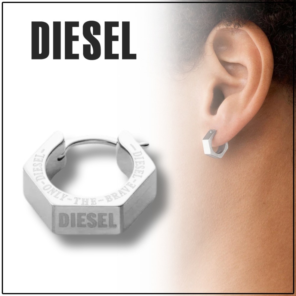 国内直営【DIESEL】Dx1345 ステンレス スチール フープ ピアス