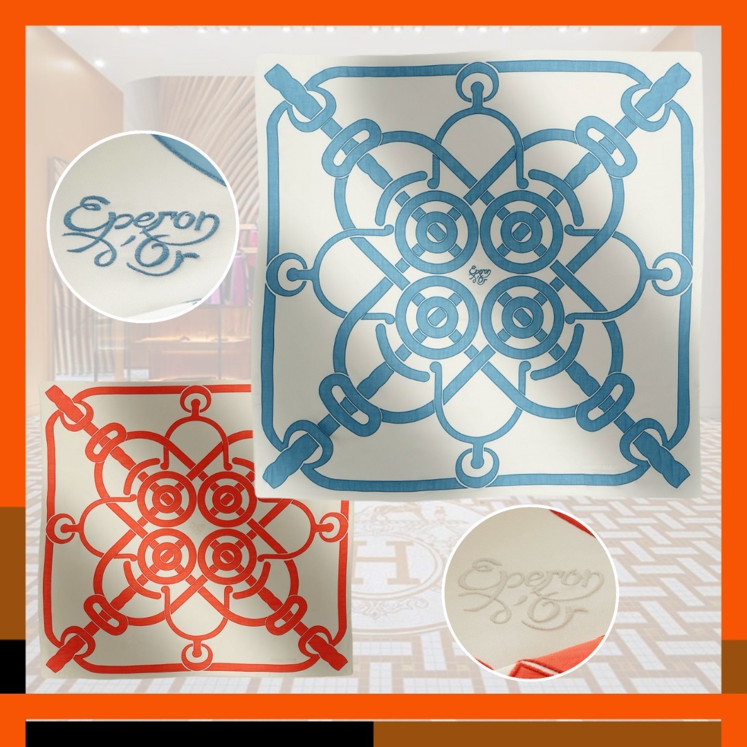 HERMES 最新作 スカーフ Eperon d'Or Tattoo Cotton Applique