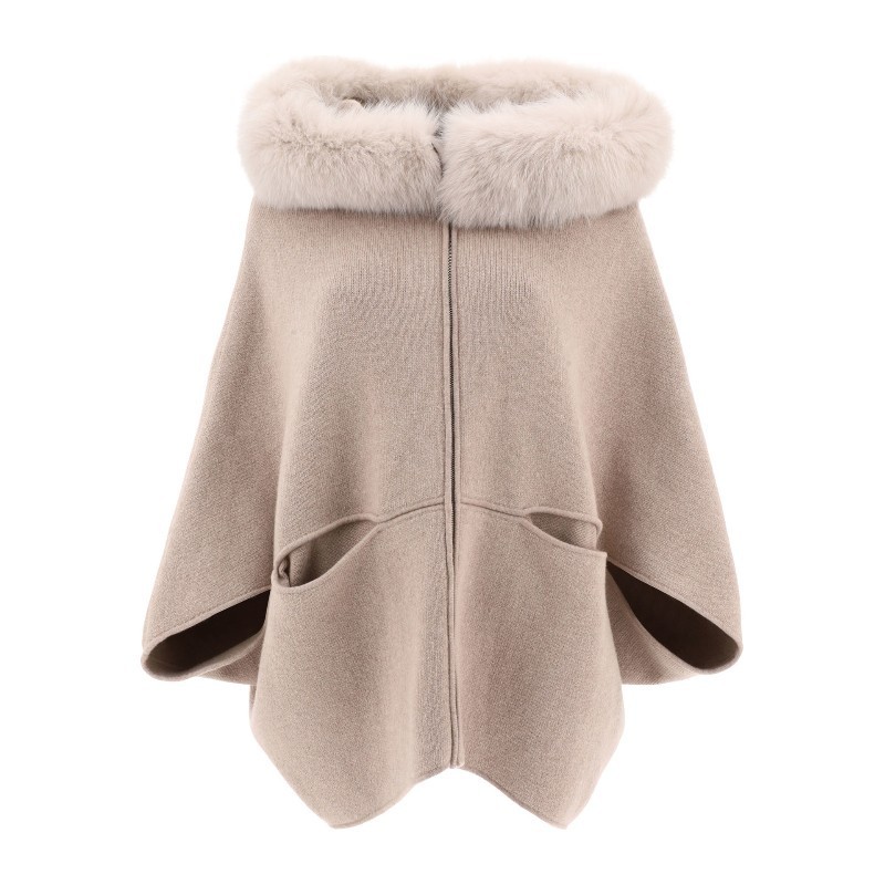 ポンチョ・ケープ GIOVI FW23 Wool and cashmere cape (P2325VO/8BURRO)