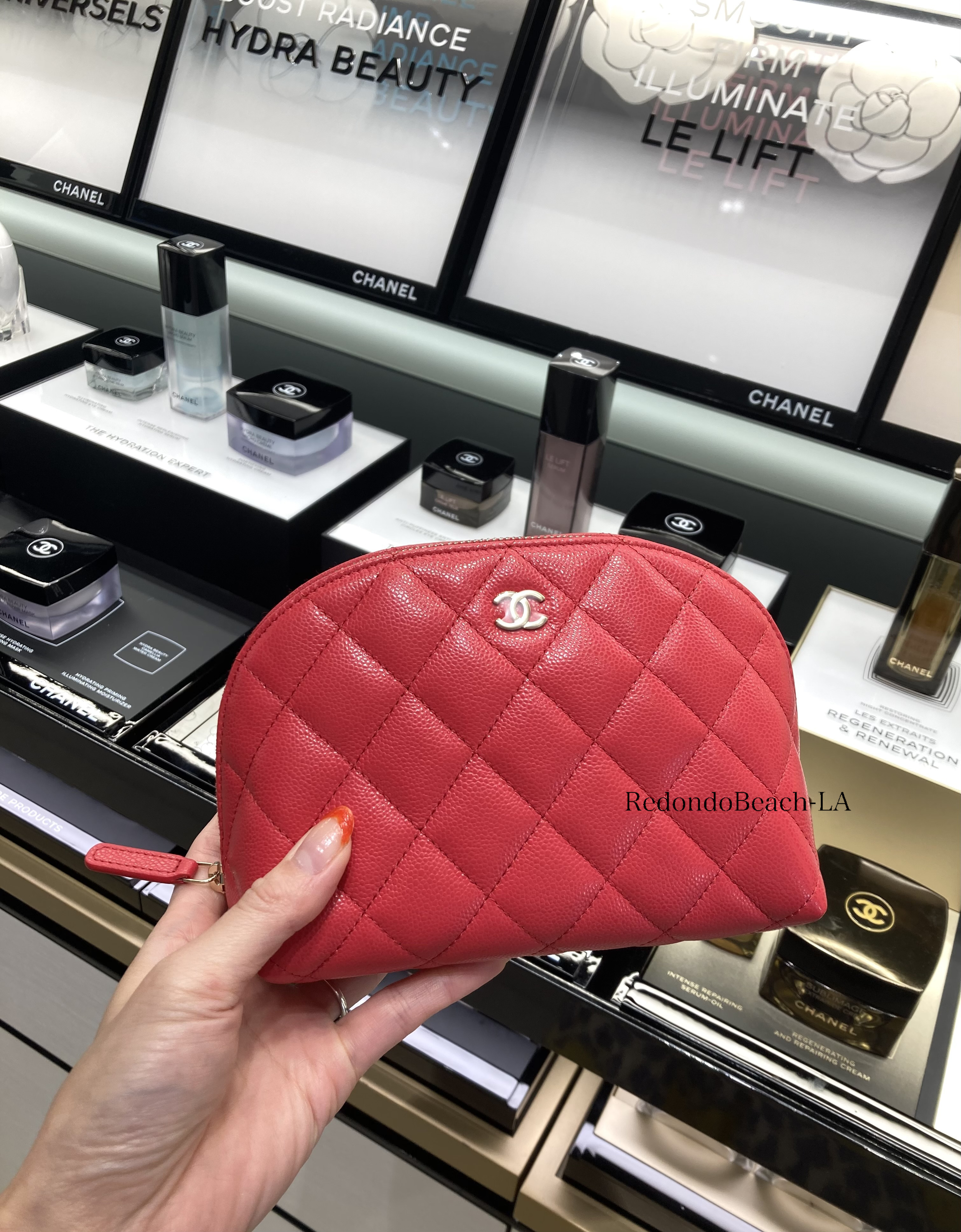 【汚れ有】シャネルポーチ レッド 汚れ有】シャネルポーチ レッド