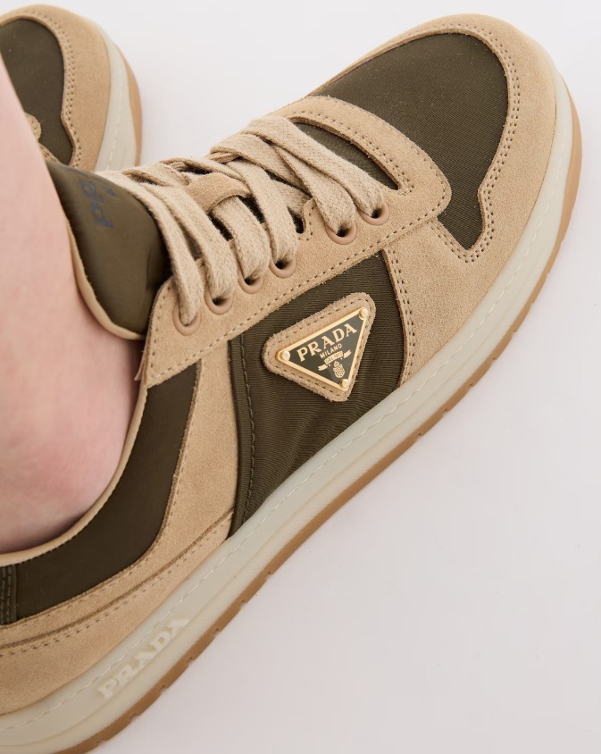 《送料無料》 PRADA Downtown suede and Re-Nylon sneakers