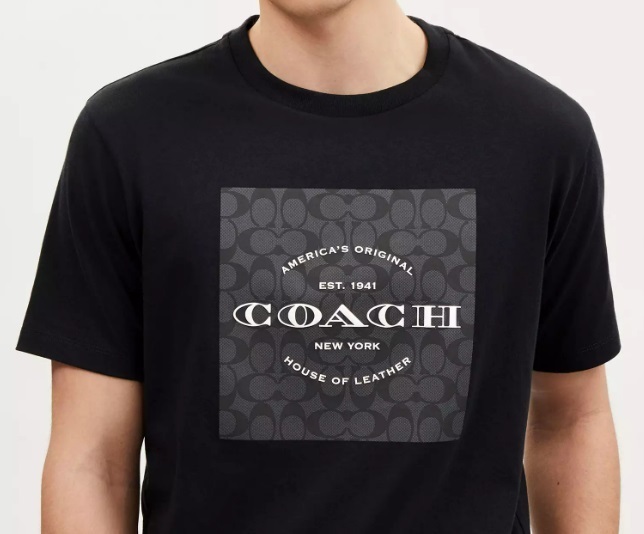 すぐ届く【COACH】デニム シグネチャー スクエア Tシャツ 公式】コーチアウトレット | デニム シグネチャー スクエア Tシャツ
