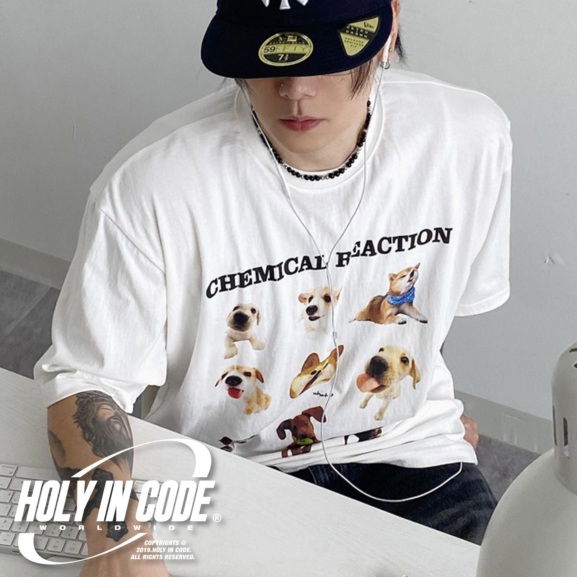 Tシャツ・カットソー No.0835 digital puppy over half T